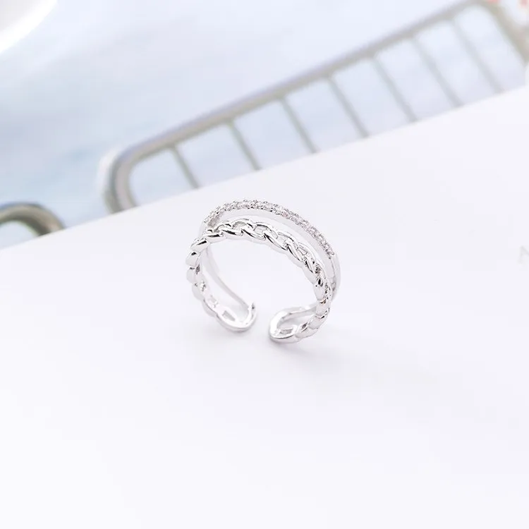 

Распродажа 2022, ювелирные изделия из драгоценных камней, кольцо с открытой витой цепью, Женское кольцо с кристаллами от Swarovski, Женское кольцо с микро-инкрустацией из циркония
