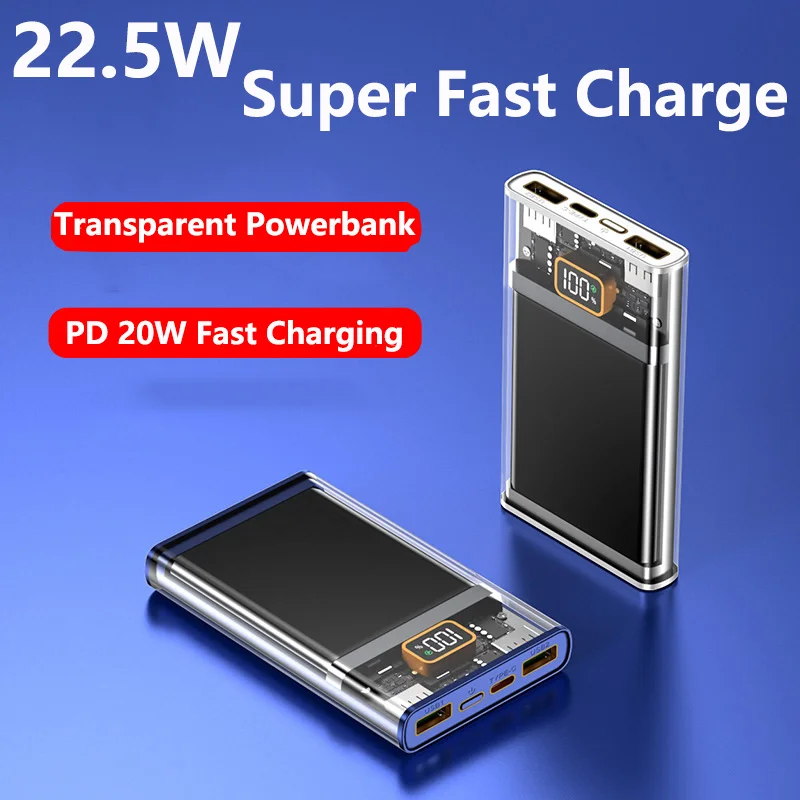 Transparent Power Bank 20000mAh 22.5W Super Fast Charging For Huawei P40 Mini Powerbank For IPhone For Xiaomi/Samsung Poverbank
Transparent Power Bank 20000mAh 22.5W Super Fast Charging For Huawei P40 Mini Powerbank For IPhone For Xiaomi/Samsung Poverbank