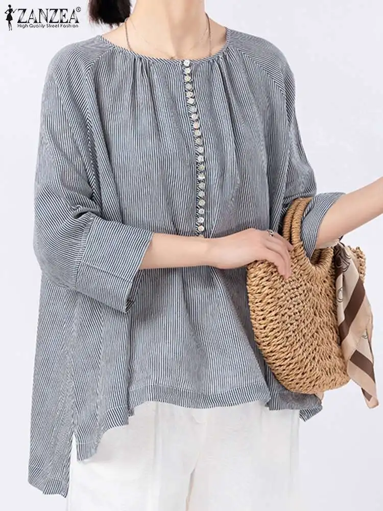 ZANZEA Fashion Stripe Printed Blouse O Neck 3/4 Sleeve Tunic Tops Woman Elegant Party Blusas Autumn Ladies Casual Beach Shirt
ZANZEA Fashion Stripe Printed Blouse O Neck 3/4 Sleeve Tunic Tops Woman Elegant Party Blusas Autumn Ladies Casual Beach Shirt