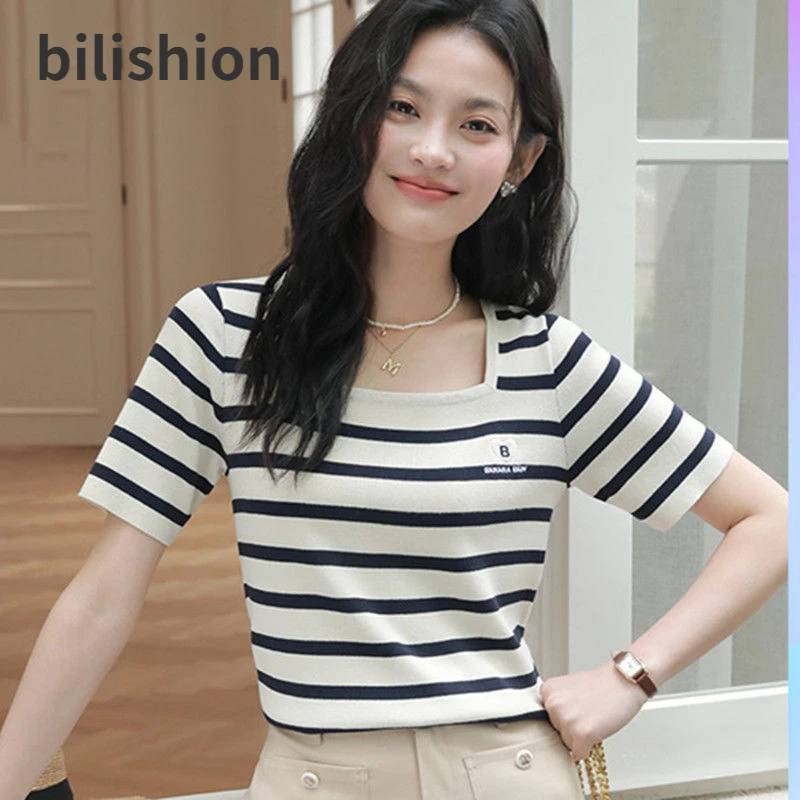 Blusas Mujer De Moda 2022 Short Sleeves Women Basic Tees Free Shipping High Quality Sexy Striped Crew Neck Tops Stripe T-shirt
Blusas Mujer De Moda 2022 Short Sleeves Women Basic Tees Free Shipping High Quality Sexy Striped Crew Neck Tops Stripe T-shirt