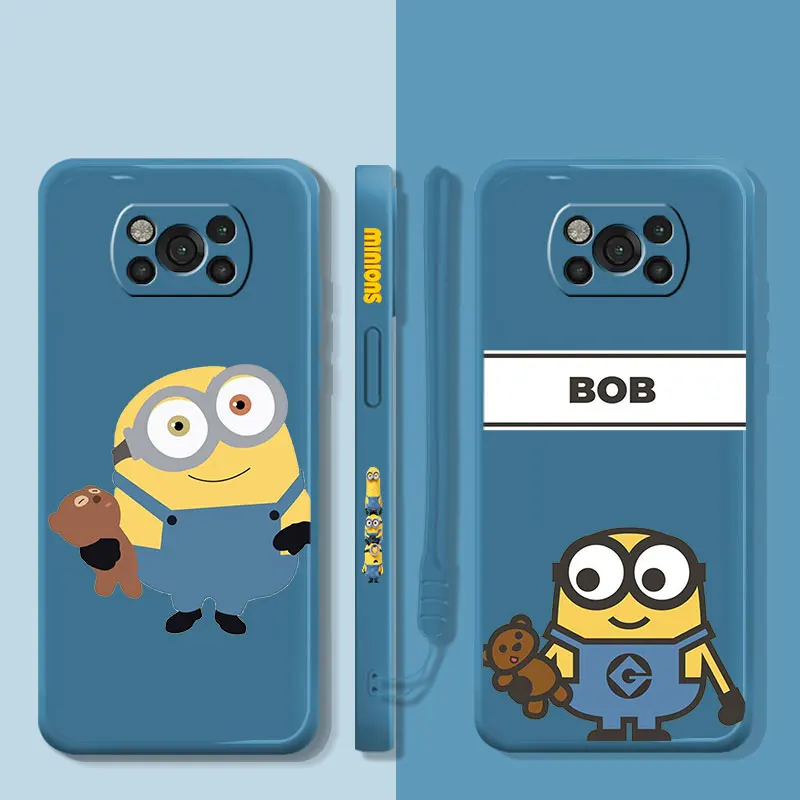 

Cartoon Minions Bob Take Bear Liquid Phone Case For Xiaomi POCO X3 X4 NFC M3 M4 Pro F3 GT for Mi 11 11T 10S 10T 10 9 SE 8 6