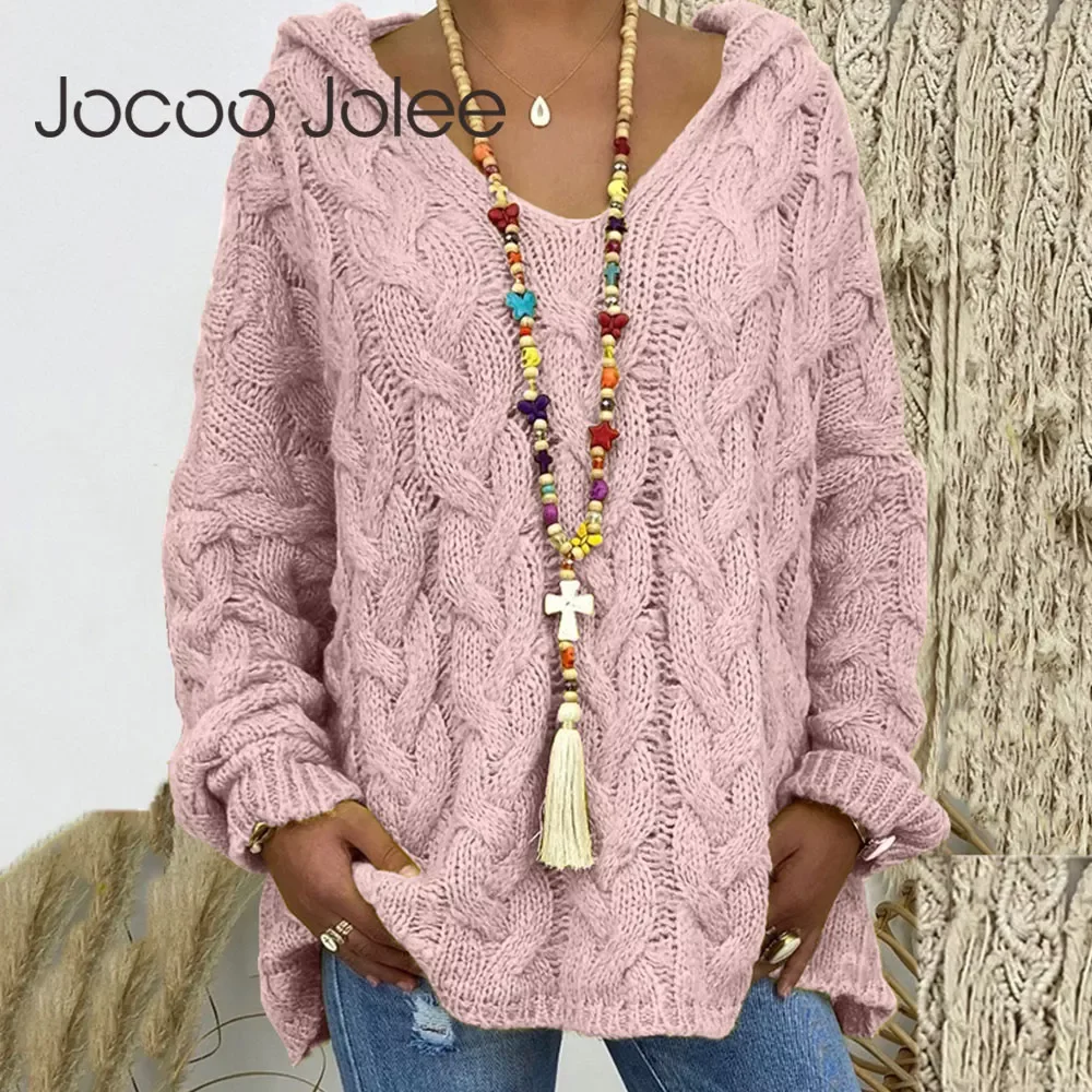 Jocoo Jolee Women Oversized Twist Knitted Sweater Casual Solid Hooded Pullovers Europe Style Jumpers Streetwear Women's Clot
Jocoo Jolee Women Oversized Twist Knitted Sweater Casual Solid Hooded Pullovers Europe Style Jumpers Streetwear Women's Clot