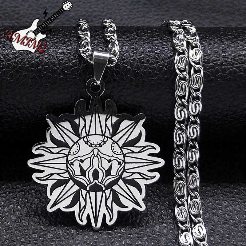 Punk Symbol of The Sun Pendant Necklace Men Stainless Steel Silver Color Goddess Necklaces Amulet Jewelry collana uomo N3268S06 
Punk Symbol of The Sun Pendant Necklace Men Stainless Steel Silver Color Goddess Necklaces Amulet Jewelry collana uomo N3268S06
