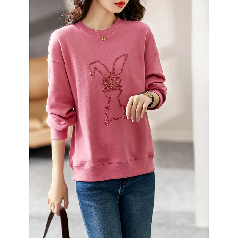 Vimly Sweatshirts for Women 2022 New Cotton Sequined Fashion Commuter Solid O-neck Loose Casual Comfortable Clothing Tops V5166
Vimly Sweatshirts for Women 2022 New Cotton Sequined Fashion Commuter Solid O-neck Loose Casual Comfortable Clothing Tops V5166