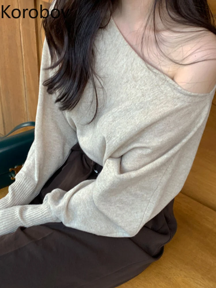 Korobov French Gentle Knitted Tops Chic Loose Temperament Wild Irregular Pullover Korean Fashion Sense of Design Sweater Women 
Korobov French Gentle Knitted Tops Chic Loose Temperament Wild Irregular Pullover Korean Fashion Sense of Design Sweater Women