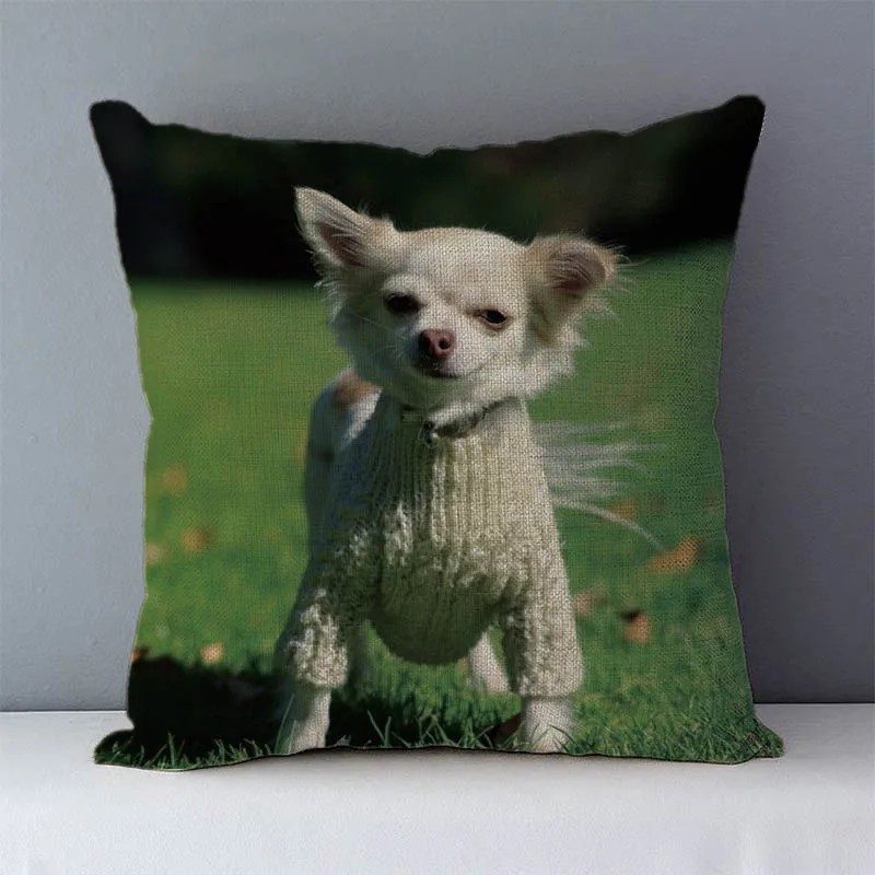 

Chihuahua Dogs Cushion Cover 45*45cm Home Decorative Pillowcase Throw Pillow Covers For Sofa Bed Seat Back Cushions Flax Linen
