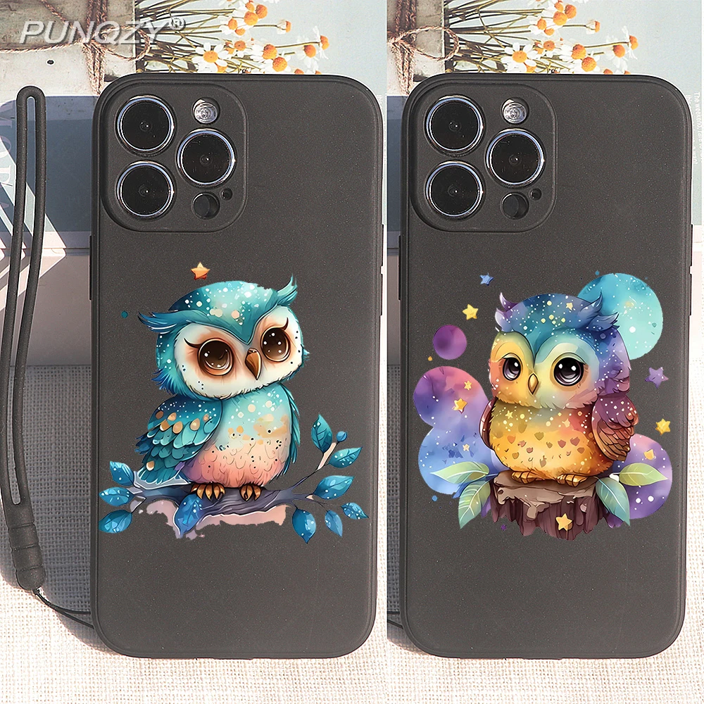 

Cartoon Cute Owl With Lanyard Phone Case For Samsung Galaxy S21 S20 FE S22 S23 A73 A53 5G A12 A13 A32 A33 A50 A72 Soft TPU Cover