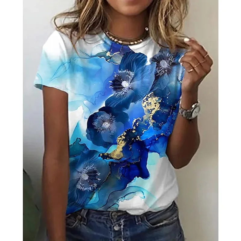 2022 Summer Women's T-shirt 3D Flower Print Short Sleeve Fashion Loose Round Neck Tops Street Casual Print T-shirt Harajuku Tees
2022 Summer Women's T-shirt 3D Flower Print Short Sleeve Fashion Loose Round Neck Tops Street Casual Print T-shirt Harajuku Tees
