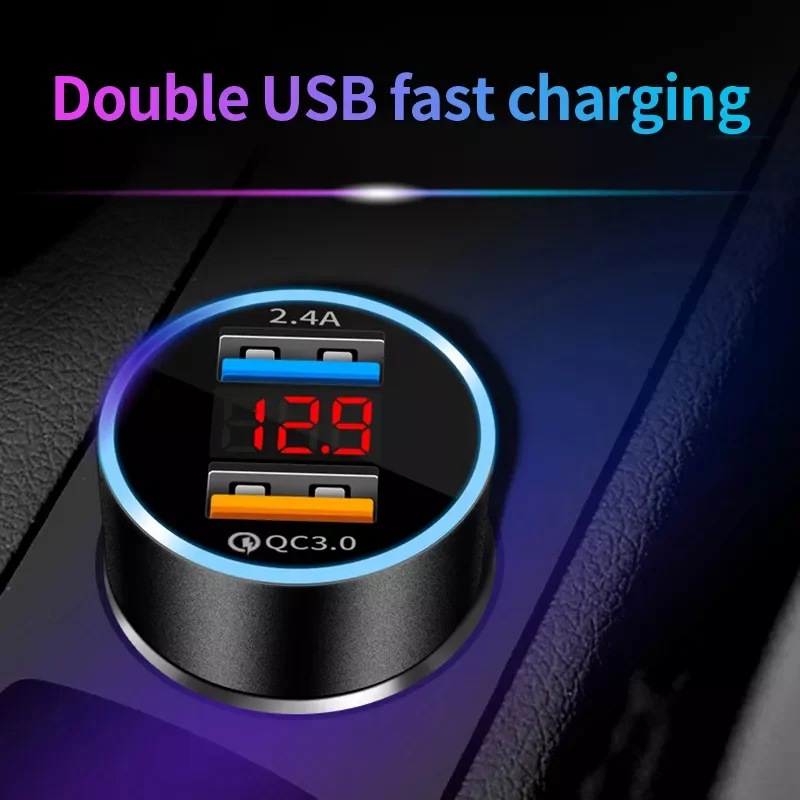 Charger Mobile Phone Charger For Cigarette Lighter Smart Phone USB Adapter Dual USB Digital Display Voltmeter Fast Charging
Charger Mobile Phone Charger For Cigarette Lighter Smart Phone USB Adapter Dual USB Digital Display Voltmeter Fast Charging