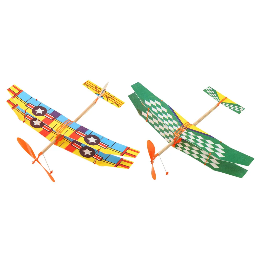 

Rubber Band Plane Powered Airplane Biplane Aircraft Educational Assemble Mini Glider Planes Models Toys Kids Outdoor Flies