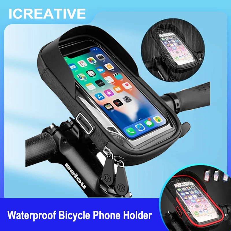 ICREATIVE Waterproof Bicycle Phone Holder Stand Motorcycle Handlebar Mount Phone Case Universal Bike Scooter Cell Phone Bracket
ICREATIVE Waterproof Bicycle Phone Holder Stand Motorcycle Handlebar Mount Phone Case Universal Bike Scooter Cell Phone Bracket