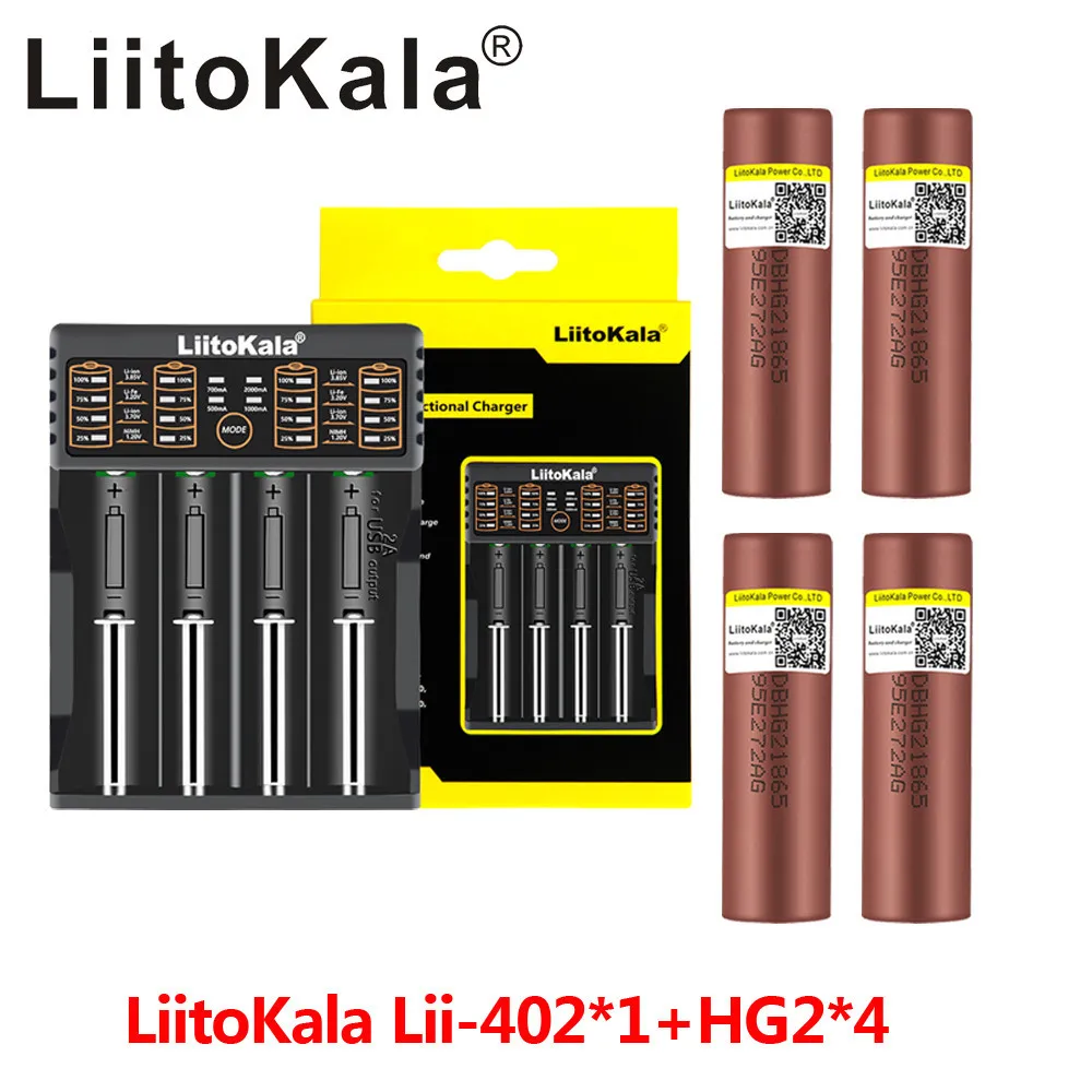 LiitoKala Lii-402 18650 Battery Charger + 4pcs 3.7v 18650 HG2 3000mAh Lithium Rechargeable Batteries Continuous Discharge 30A 
LiitoKala Lii-402 18650 Battery Charger + 4pcs 3.7v 18650 HG2 3000mAh Lithium Rechargeable Batteries Continuous Discharge 30A