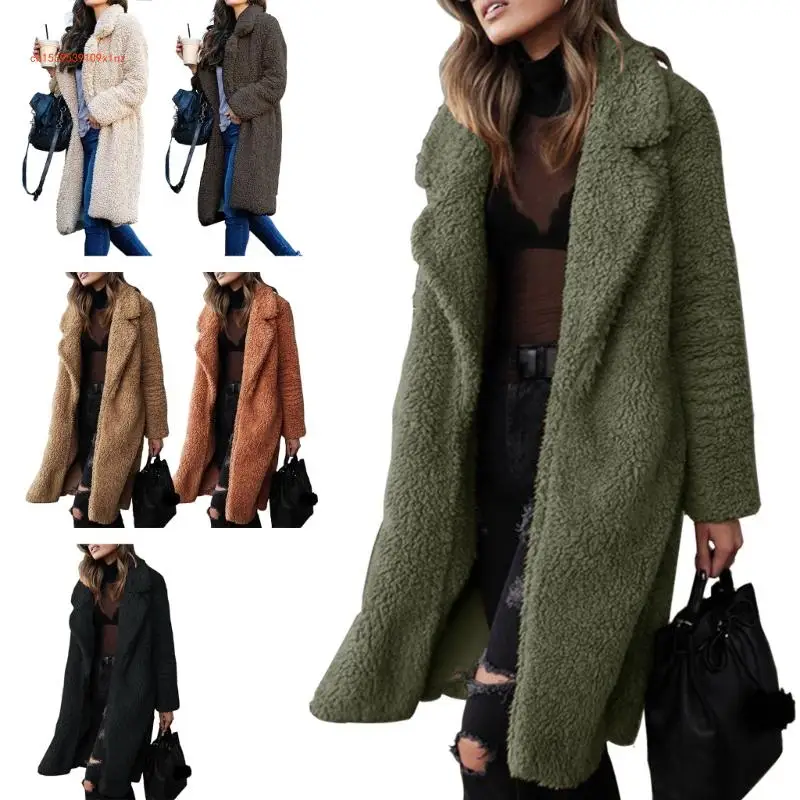 

Женские зимние пальто 2023 года Длинные куртки из пушистого флиса Теплая верхняя одежда из искусственного меха Подарки