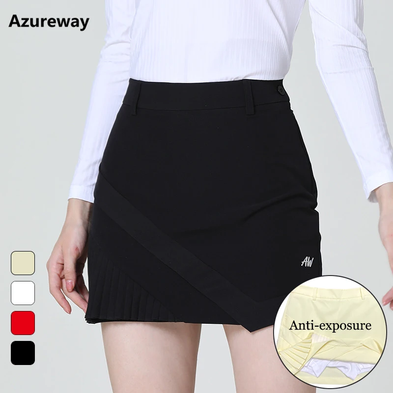 

Azureway Lady High Waist Golf Skirt Irregular Golf A-lined Skirt Women Anti-exposure Tennis Culottes Slim Sports Pencil Skort