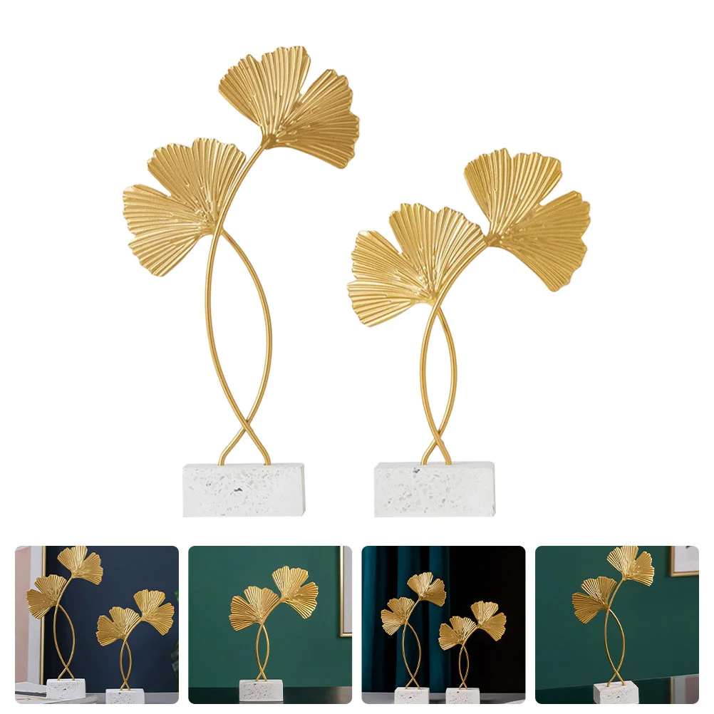 

Leaf Golden Iron Gingko Desktop Ginkgo Decors Leaves Ornament Statue Metal Sculpture Wall Table Decoration Ornaments Adorns