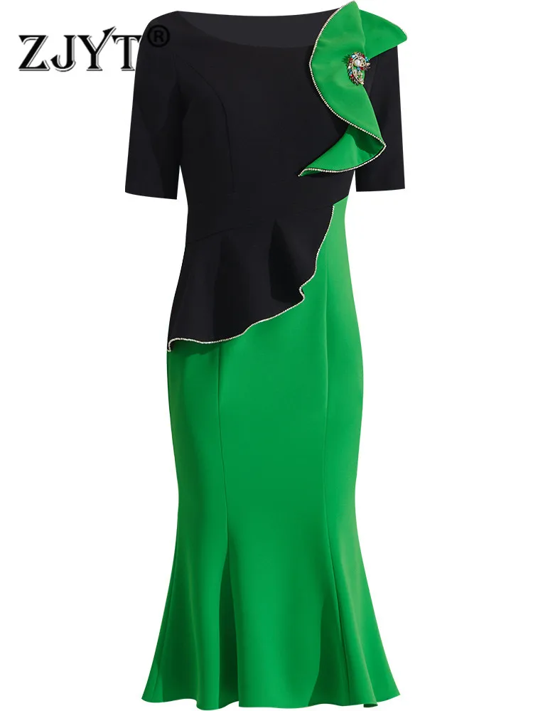 ZJYT Elegant Ruffle Panelled Midi Mermaid Party Dresses for Women 2022 Designer Short Sleeve Prom Evening Gown Summer Vestidos
ZJYT Elegant Ruffle Panelled Midi Mermaid Party Dresses for Women 2022 Designer Short Sleeve Prom Evening Gown Summer Vestidos