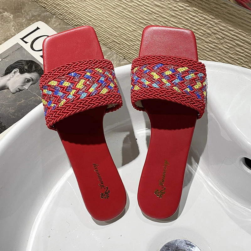 2022 Slippers Women Summer Square Toe Casual Flat Ladies Multicolor Slides Female Weave Flip Flops Women's Home Shoes Plus Size
2022 Slippers Women Summer Square Toe Casual Flat Ladies Multicolor Slides Female Weave Flip Flops Women's Home Shoes Plus Size