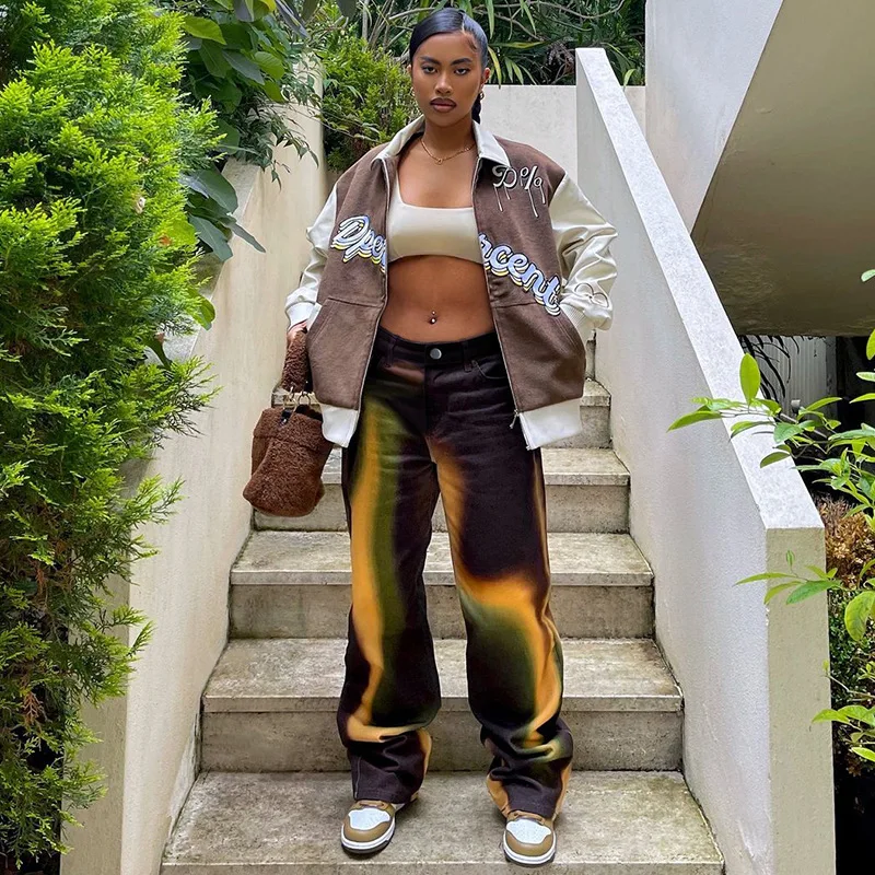 Black Yellow Aesthetic High Waist Women's Straight Jeans Harajuku Baggy Tie Dye Print Casual Mom Denim Trouser Streetwear
Black Yellow Aesthetic High Waist Women's Straight Jeans Harajuku Baggy Tie Dye Print Casual Mom Denim Trouser Streetwear