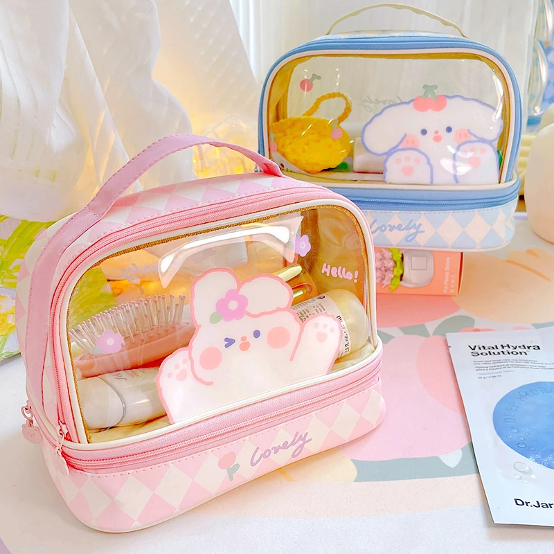 2022 Travel Waterproof Portable Women Makeup Bag Transparent 2 Layers Toiletries Organizer Storage Cute Bunny Cosmetic Cases
2022 Travel Waterproof Portable Women Makeup Bag Transparent 2 Layers Toiletries Organizer Storage Cute Bunny Cosmetic Cases