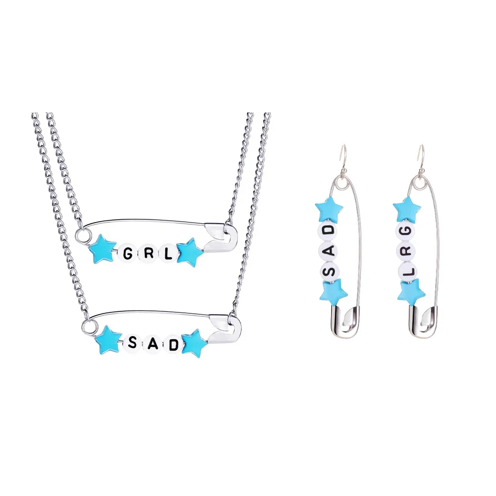 Necklace Earring Letter Holiday Chic Dangle Novelty Ear Chain Clavicle Creative Charms Earringsenglish Silver Pendant Pin Set
Necklace Earring Letter Holiday Chic Dangle Novelty Ear Chain Clavicle Creative Charms Earringsenglish Silver Pendant Pin Set