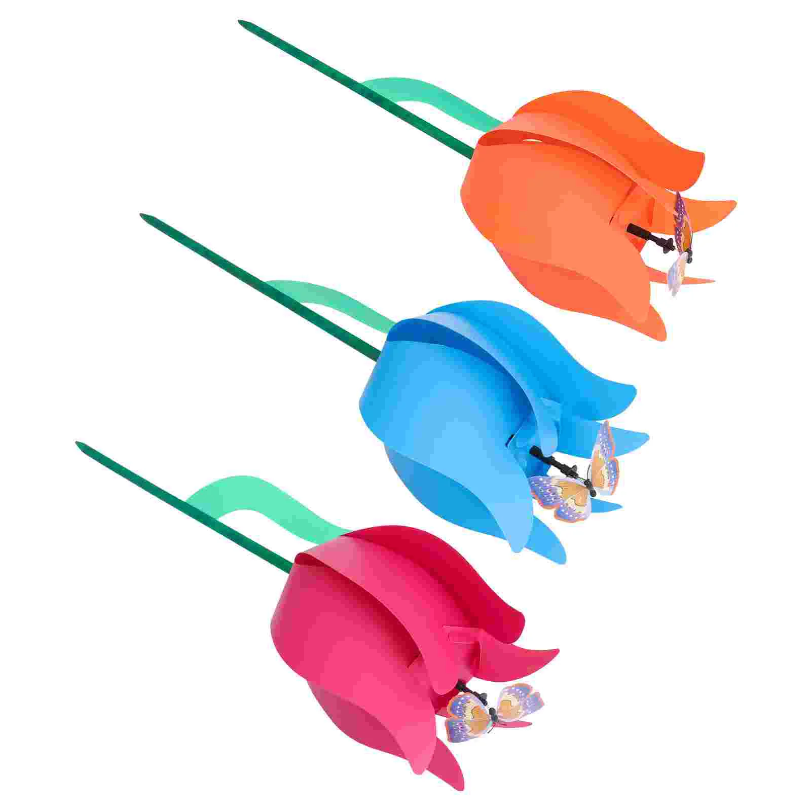 

6 Pcs Outdoor Kids Toys Accessories Lawn Adornments Plastic Windmills Wonderful Pinwheels Tulip Design Child
