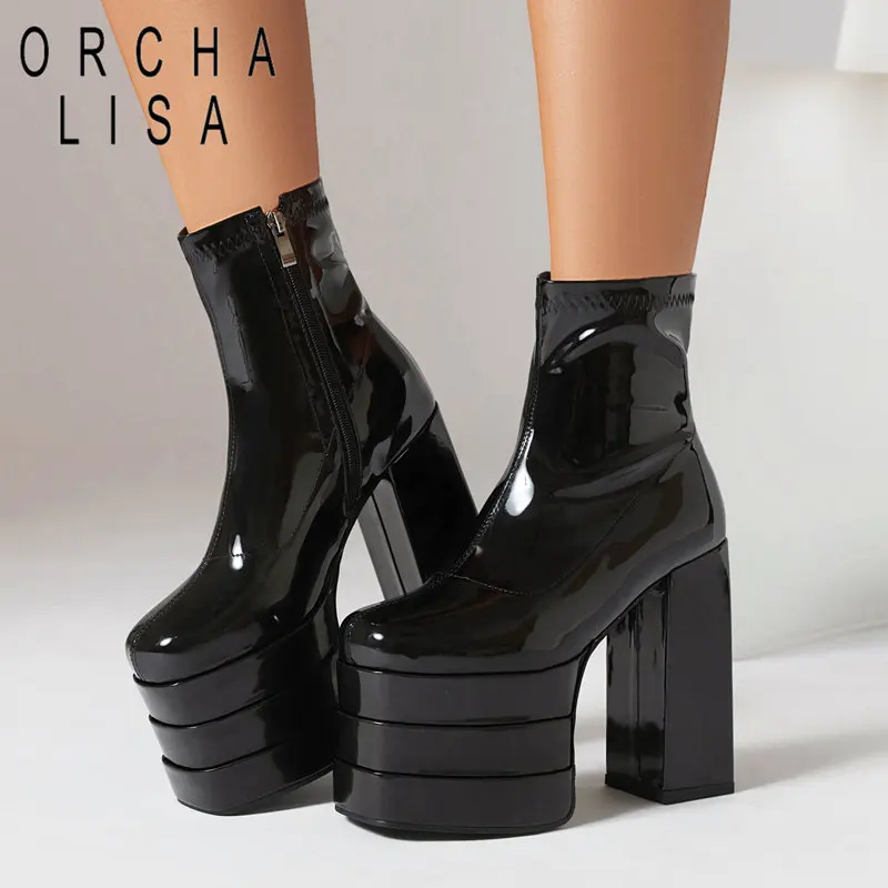 Модные женские ботильоны orchid A LISA с квадратным носком на блочном высоком каблуке 14 см, на платформе, Высота 7,5 см, на молнии, большой размер 44 45 46
Модные женские ботильоны orchid A LISA с квадратным носком на блочном высоком каблуке 14 см, на платформе, Высота 7,5 см, на молнии, большой размер 44 45 46