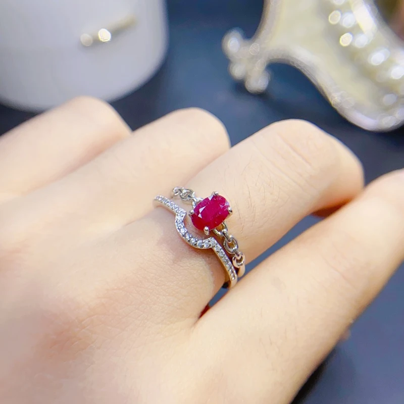 Natural ruby ring women's exclusive 925 sterling silver fresh and simple special gift
Natural ruby ring women's exclusive 925 sterling silver fresh and simple special gift