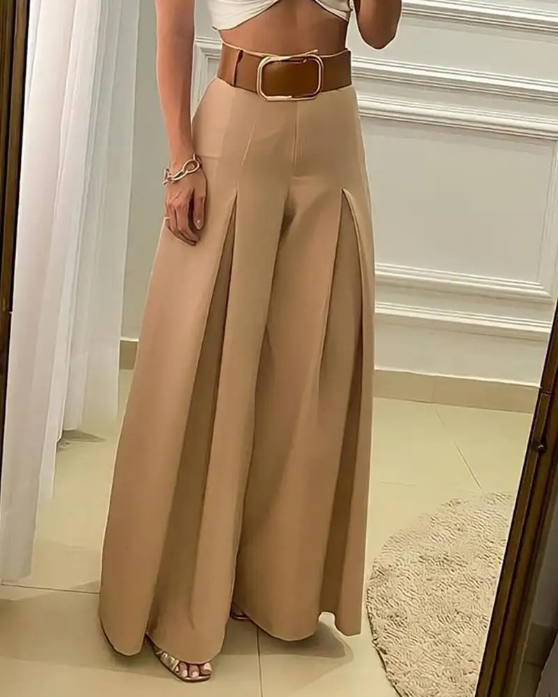 Solid Folded Wide Leg Pants Women 2022 Fashion Women's High Waist Trousers Vintage Waist Trousers Female pantalones de mujer
Solid Folded Wide Leg Pants Women 2022 Fashion Women's High Waist Trousers Vintage Waist Trousers Female pantalones de mujer