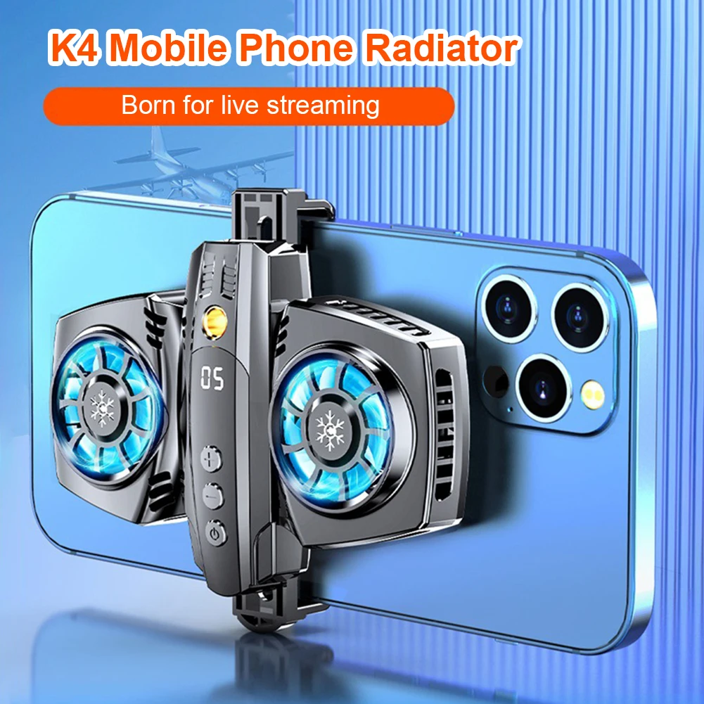 K4 Mobile Phone Radiator Semiconductor Temperature Display Dual Cooling Fan Cell Phone Cooler Heat Sink for Smart Phonek
K4 Mobile Phone Radiator Semiconductor Temperature Display Dual Cooling Fan Cell Phone Cooler Heat Sink for Smart Phonek