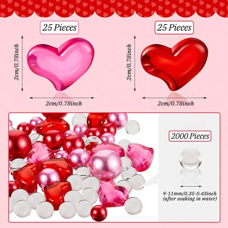 

Transparent Water Gels Decor Valentines Day Vase Stuffing Pearl Reusable Wear-resistant Gel Bead Fadeless No Hole Pearls