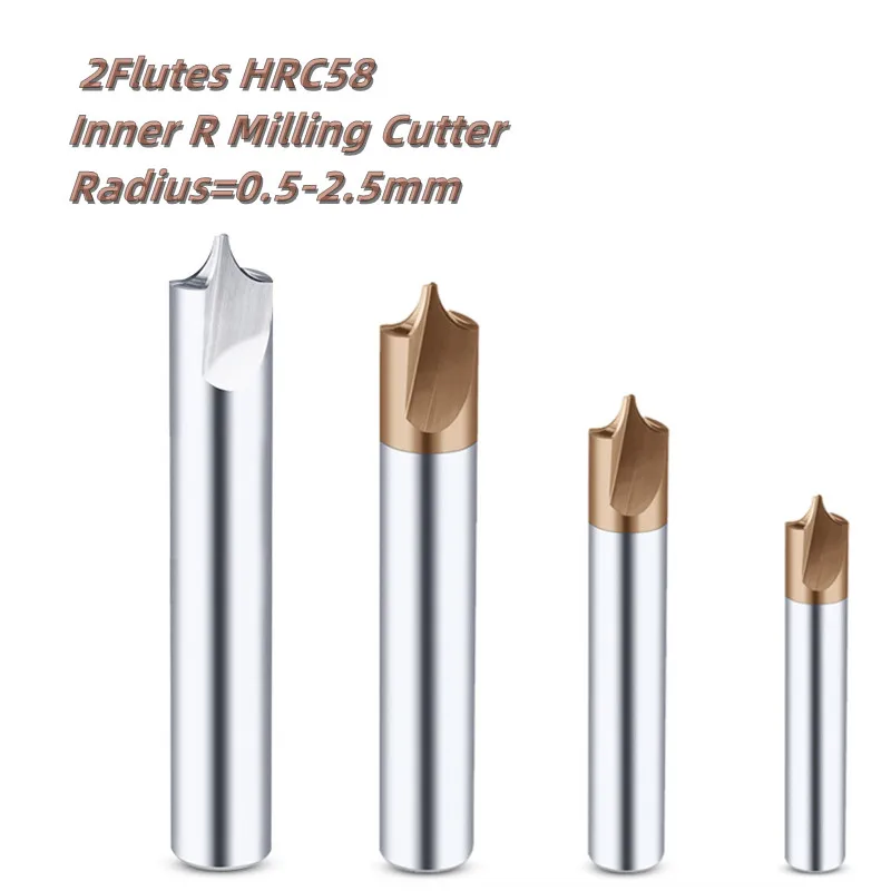 HRC58 Carbide Tungsten Steel Inner R Milling Cutter 2Flutes Arc R Angle End Mill for Aluminium and Steel R0.5-R2.5 CNC Bits
HRC58 Carbide Tungsten Steel Inner R Milling Cutter 2Flutes Arc R Angle End Mill for Aluminium and Steel R0.5-R2.5 CNC Bits