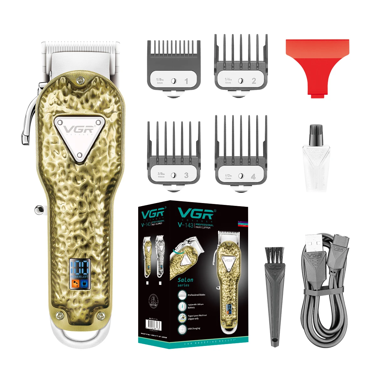 VGR V-143 High Quality Blade Sharpening Machines Gold Hair Trimmer Professional Rechargeable Hair Clippers for Men
VGR V-143 High Quality Blade Sharpening Machines Gold Hair Trimmer Professional Rechargeable Hair Clippers for Men
