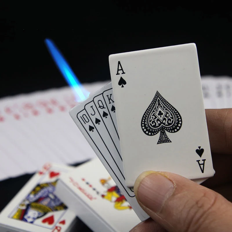 Metal Playing Cards Jet Lighter Unusual Torch Turbo Butane Gas Lighter Creative Windproof Outdoor Lighter Funny Toys For Men
Metal Playing Cards Jet Lighter Unusual Torch Turbo Butane Gas Lighter Creative Windproof Outdoor Lighter Funny Toys For Men