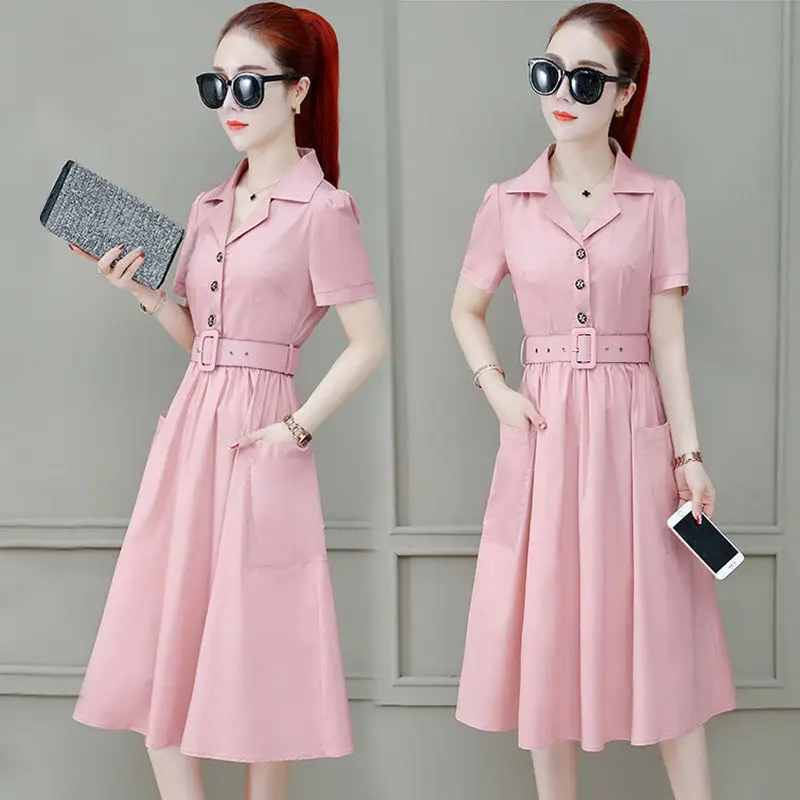 Cotton A-line Dress Vintage Casual Turn Down Collar Short Sleeve Loose Solid Long Dresses Female Vestidos Women Clothing Q219
Cotton A-line Dress Vintage Casual Turn Down Collar Short Sleeve Loose Solid Long Dresses Female Vestidos Women Clothing Q219