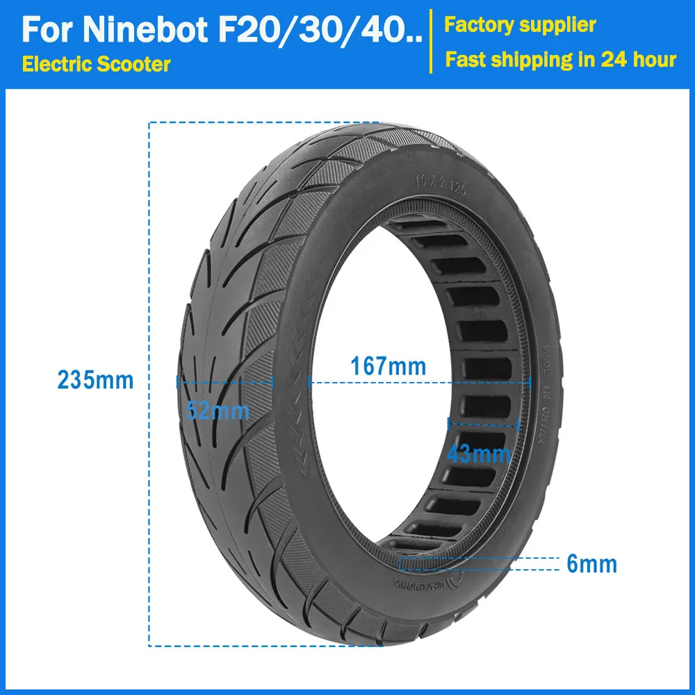 

10x2.125 Rubber Solid Tyre for Ninebot Segway F20 F25 F30 F40 Electric Scooter 10 inch tire Tubeless Remodel Thickened Explosion