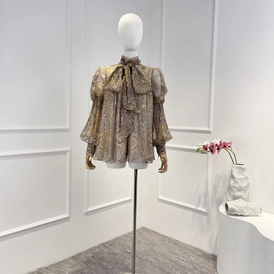 Top Quality Paisley Straight Fit Long Puff Sleeve Self Bow Tie Neckline Blouse for Fashion Ladies 2023 New Arrivals
Top Quality Paisley Straight Fit Long Puff Sleeve Self Bow Tie Neckline Blouse for Fashion Ladies 2023 New Arrivals
