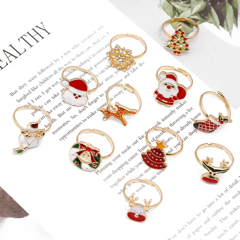 Christmas Golden Open Adjustable Ring Cartoon Snowman Elk Christmas Tree Ring Socks Jewelry Alloy Drip Oil Can Open Ring
Christmas Golden Open Adjustable Ring Cartoon Snowman Elk Christmas Tree Ring Socks Jewelry Alloy Drip Oil Can Open Ring