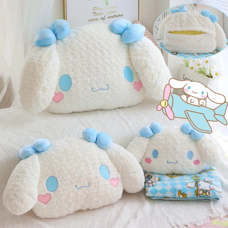 

Милые подушки Sanrios Cinnamoroll, Мультяшные плюшевые большие куклы, одеяла с кондиционированием воздуха, подушка для спальни, декоративные игрушки для комнаты