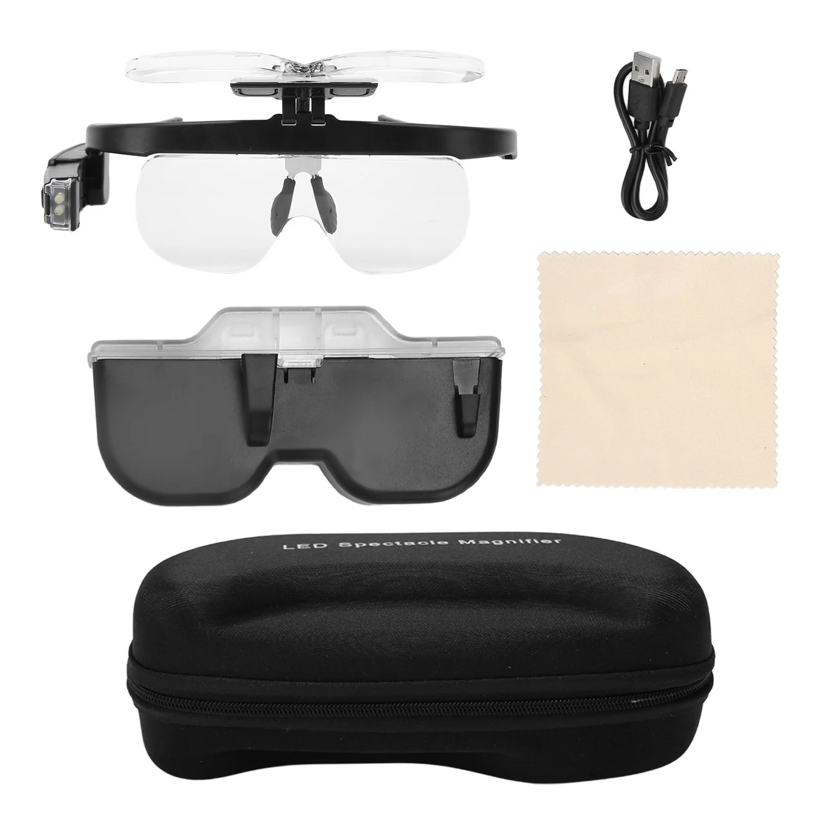 Rechargeable Head Magnifying Glasses With LED Light 2 Detachable Lenses Hands Free Head Mount Magnifier
Rechargeable Head Magnifying Glasses With LED Light 2 Detachable Lenses Hands Free Head Mount Magnifier