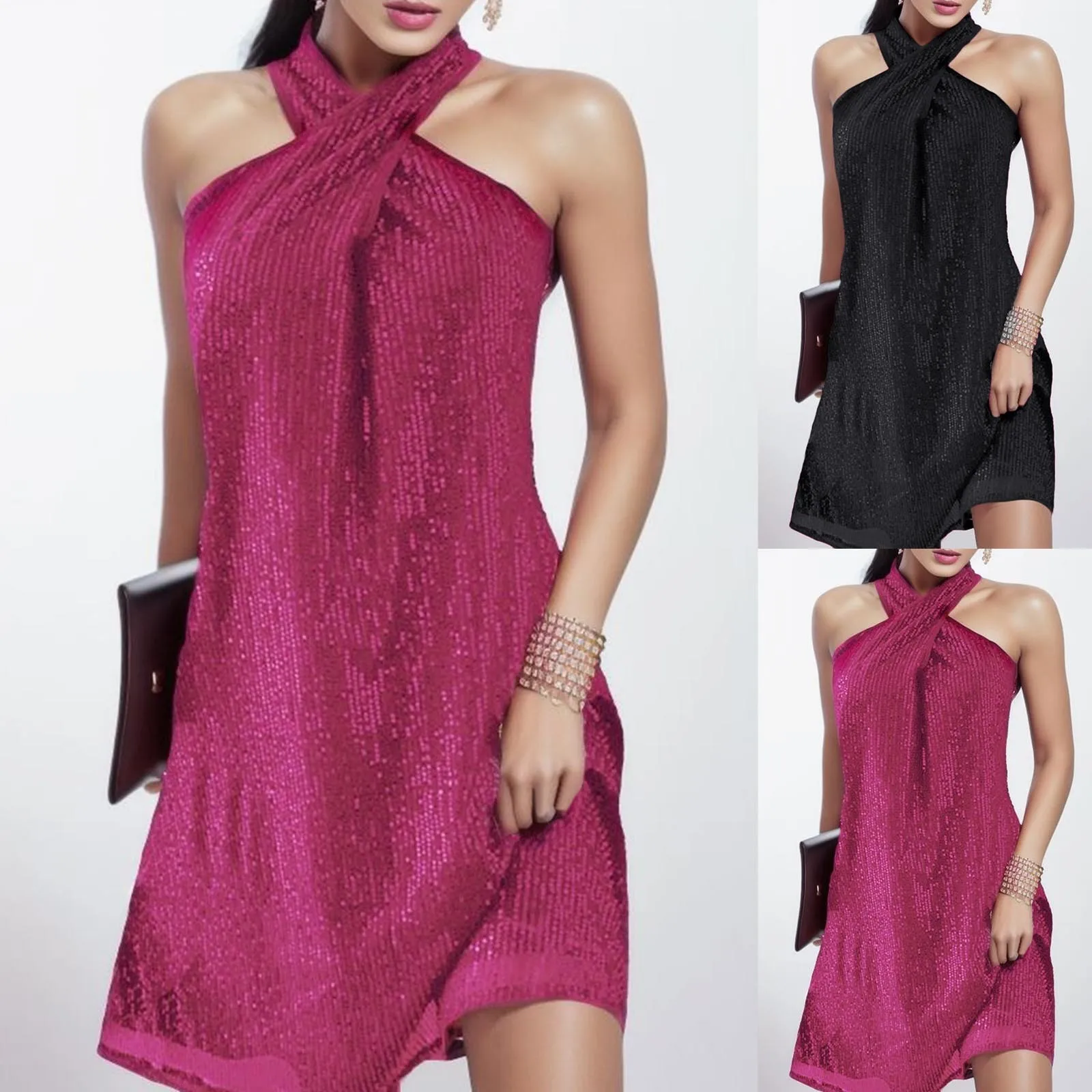 Backless Cross Halter Sequined Dresses Women 2023 Sexy Off Shoulder Bridesmaid Party Dress Elegant Female Wedding Guest Vestidos
Backless Cross Halter Sequined Dresses Women 2023 Sexy Off Shoulder Bridesmaid Party Dress Elegant Female Wedding Guest Vestidos
