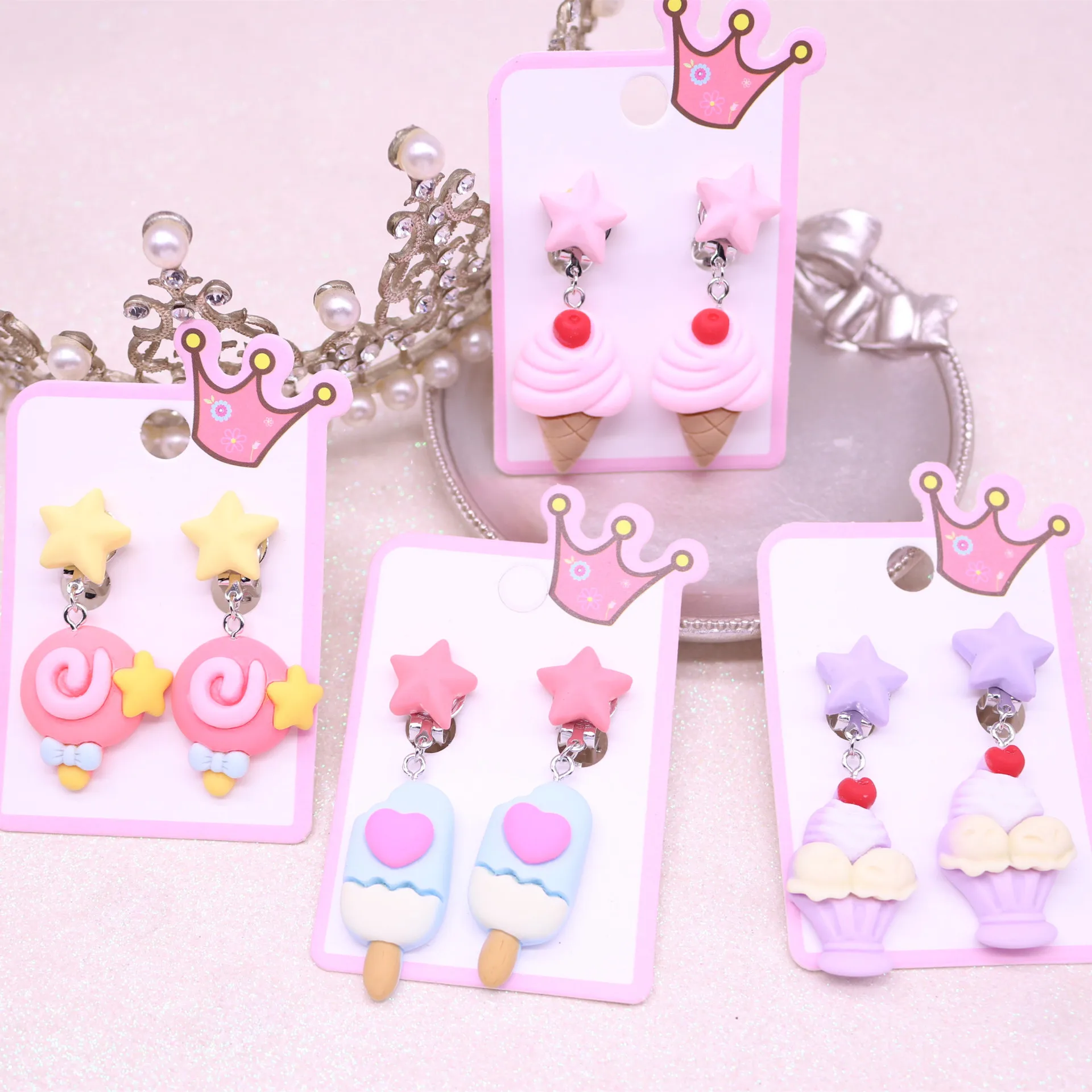 Pink Purple Cute Kids Children Baby Girl Jewelry Ice Cream Popsicle Resin Ear Clip On NO Pierced Cartoon Stars Cuff Cute Earring
Pink Purple Cute Kids Children Baby Girl Jewelry Ice Cream Popsicle Resin Ear Clip On NO Pierced Cartoon Stars Cuff Cute Earring