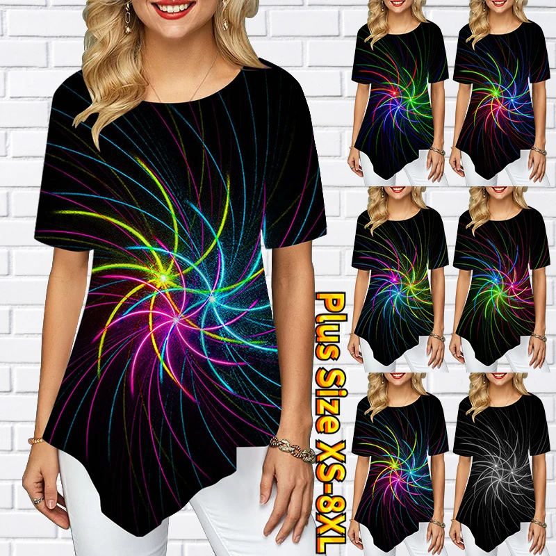 Женский винтажный элегантный пуловер с круглым вырезом, повседневный трендовый топ с коротким рукавом, летняя женская футболка с принтом, новинка 2023 
Женский винтажный элегантный пуловер с круглым вырезом, повседневный трендовый топ с коротким рукавом, летняя женская футболка с принтом, новинка 2023