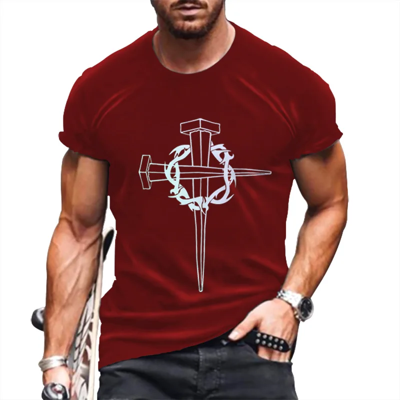 Christian faith 3D printed cross round neck men's personalized fashion sportswear short sleeve top T-shirt
Christian faith 3D printed cross round neck men's personalized fashion sportswear short sleeve top T-shirt
