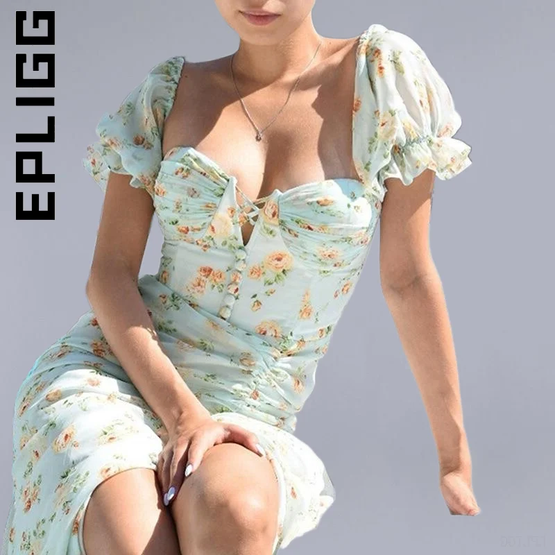 Epligg New Dress Women Puff Sleeve V Neck print Short Sleeve Fashion Midi Dress Stylish Robe Soft Female Vestidos Woman Clothes
Epligg New Dress Women Puff Sleeve V Neck print Short Sleeve Fashion Midi Dress Stylish Robe Soft Female Vestidos Woman Clothes