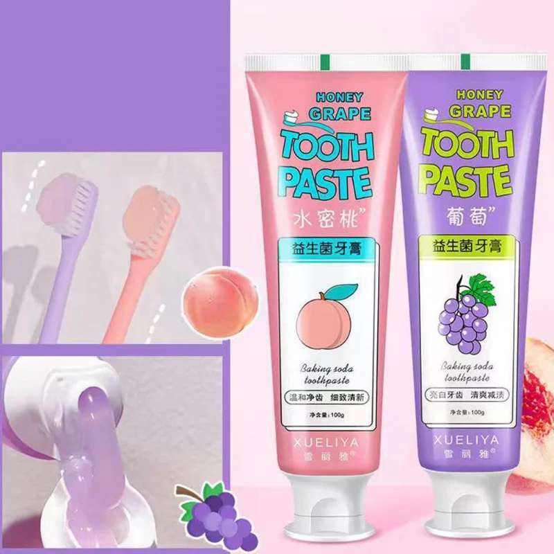 Juicy Peach Grape Flavor Probiotic Toothpaste Remove Yellow Breath Bad Mouth Tartar Toothpaste Refreshing Whitening Teeth
Juicy Peach Grape Flavor Probiotic Toothpaste Remove Yellow Breath Bad Mouth Tartar Toothpaste Refreshing Whitening Teeth