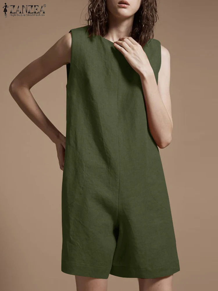 ZANZEA Summer Women Vintage Jumpsuits Fashion Elegant Playsuits Solid Color Knee Length Suspense Overalls Sleeveless Casual Pant
ZANZEA Summer Women Vintage Jumpsuits Fashion Elegant Playsuits Solid Color Knee Length Suspense Overalls Sleeveless Casual Pant