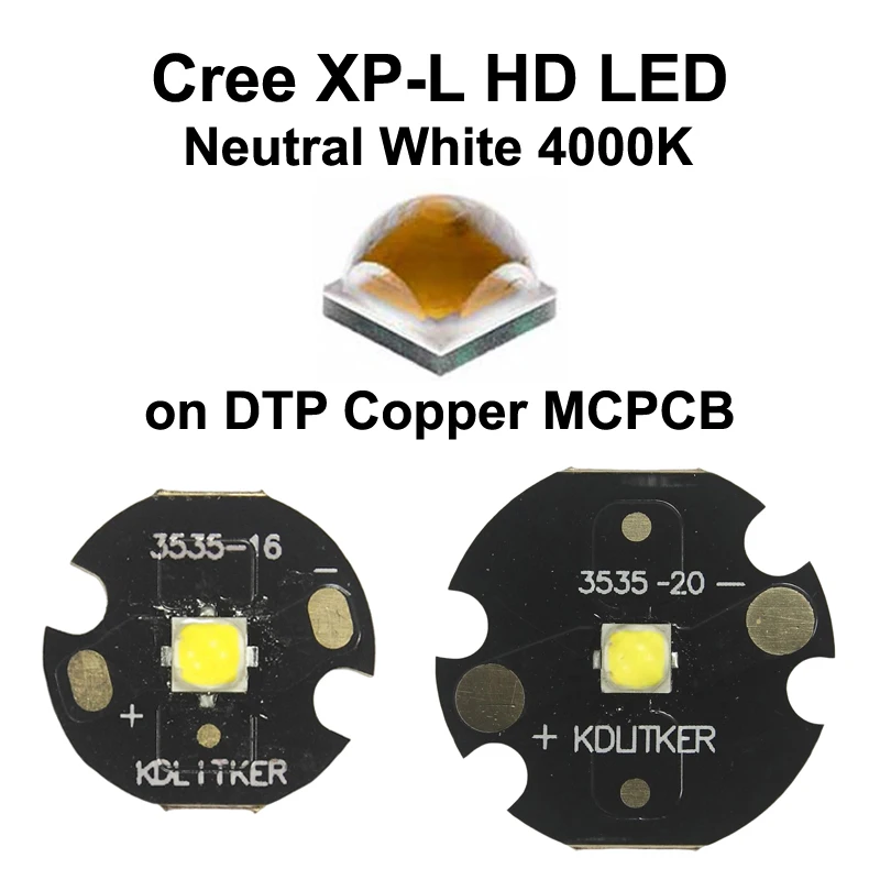 

Cree XP-L HI V4 5A3 Neutral White 4000K SMD 3535 LED Emitter Flashlight DIY Powerful Search Torch Light