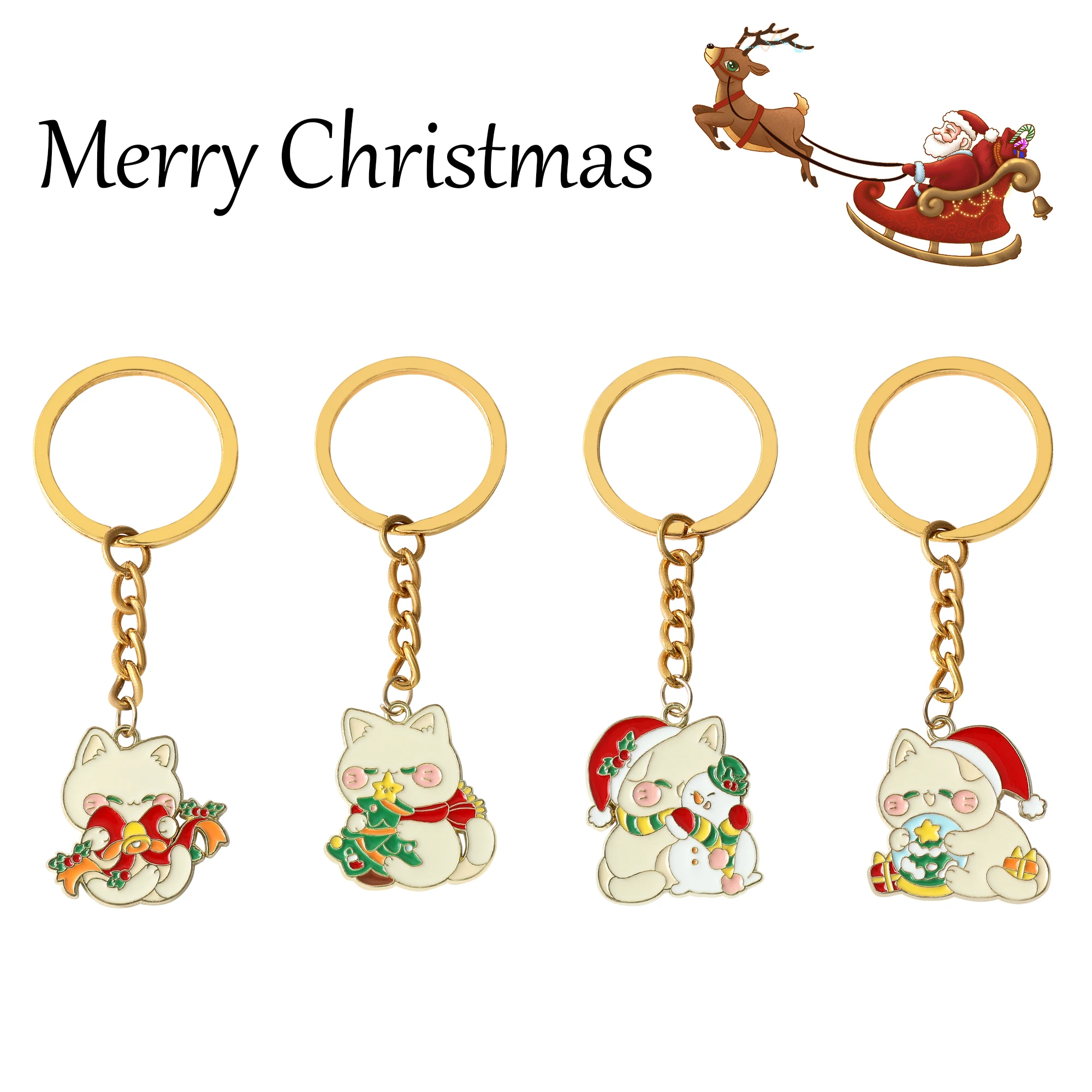 Christmas Style Cute Cat Metal Nameplate Pendant Keychain for Backpack Car Key Rings Accessories Christmas Gifts for Friends
Christmas Style Cute Cat Metal Nameplate Pendant Keychain for Backpack Car Key Rings Accessories Christmas Gifts for Friends