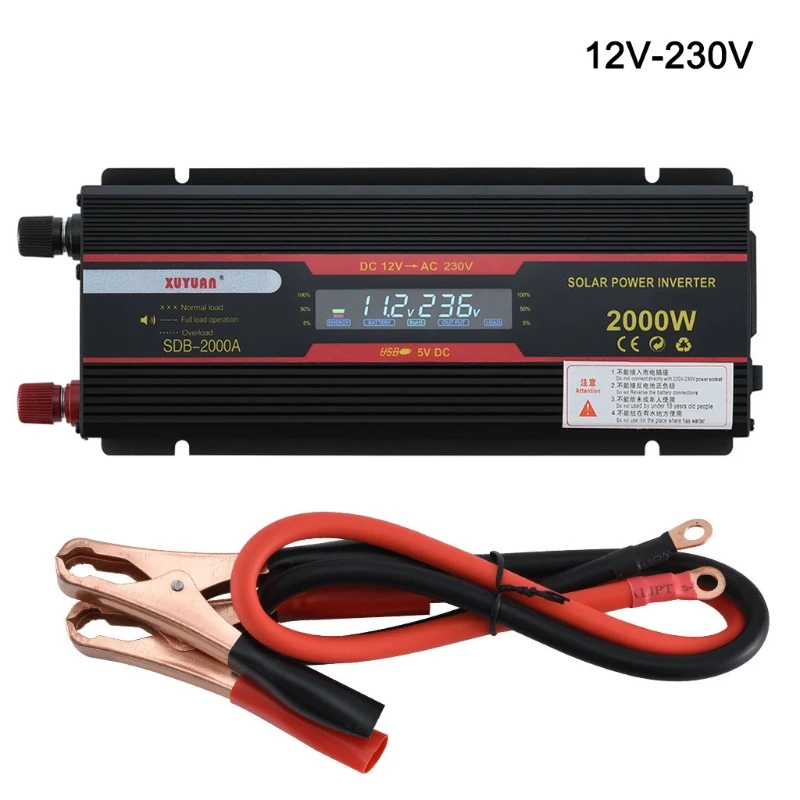 Y9RC 2000W Car Inverter DC 12V/24V to AC 110V/220V Voltage Converter Short Circuit Protection Auto Adapter with LCD Display
Y9RC 2000W Car Inverter DC 12V/24V to AC 110V/220V Voltage Converter Short Circuit Protection Auto Adapter with LCD Display