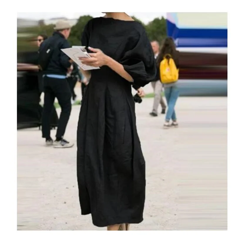 2022 Vintage Cotton Linen Pleated Dress Elegant Women Lantern Sleeve Party Dress Ladies Solid O Neck Maxi Long Dress Vestido
2022 Vintage Cotton Linen Pleated Dress Elegant Women Lantern Sleeve Party Dress Ladies Solid O Neck Maxi Long Dress Vestido